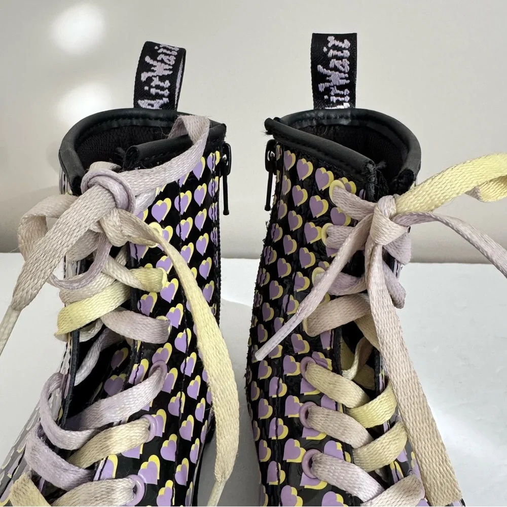 Dr. Martens Junior 1460 Patent Heart Printed Lace Up Boots size 3
